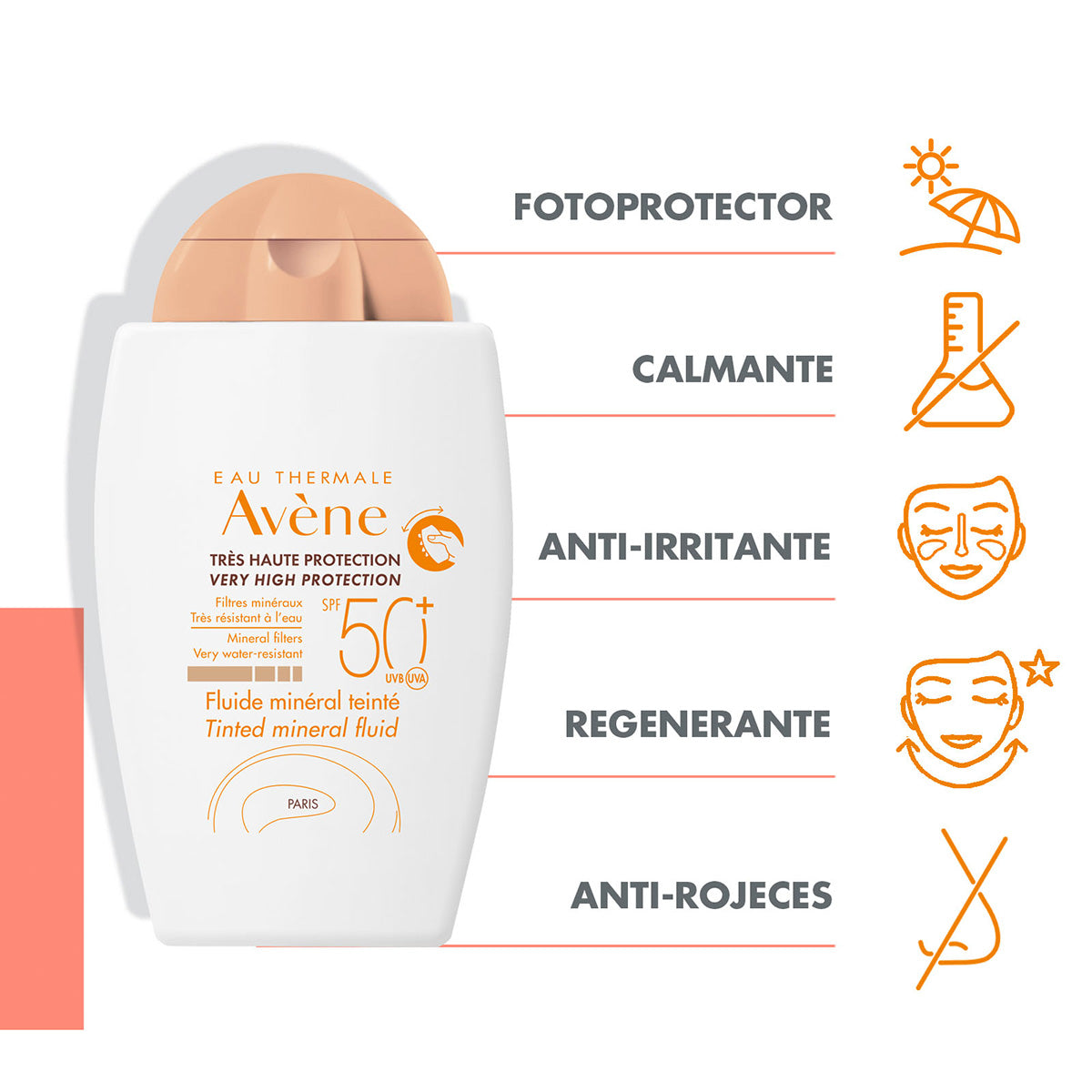 AVENE FLUIDO MINERAL CON COLOR FPS 50+ 40 ML