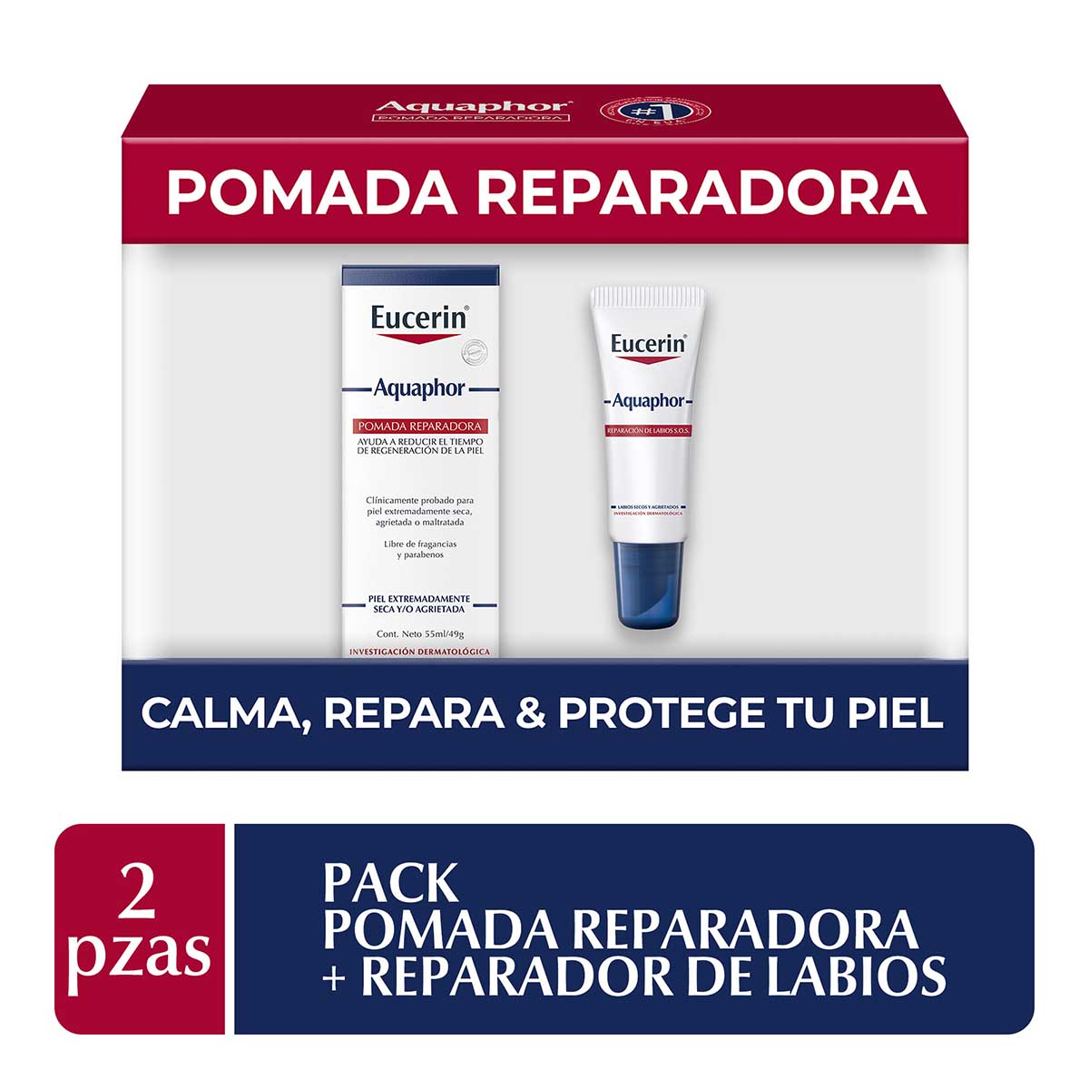 EUCERIN PACK AQUAPHOR TUBO DE 55 ML + REPARADOR LABIAL AQUAPHOR 10 ML