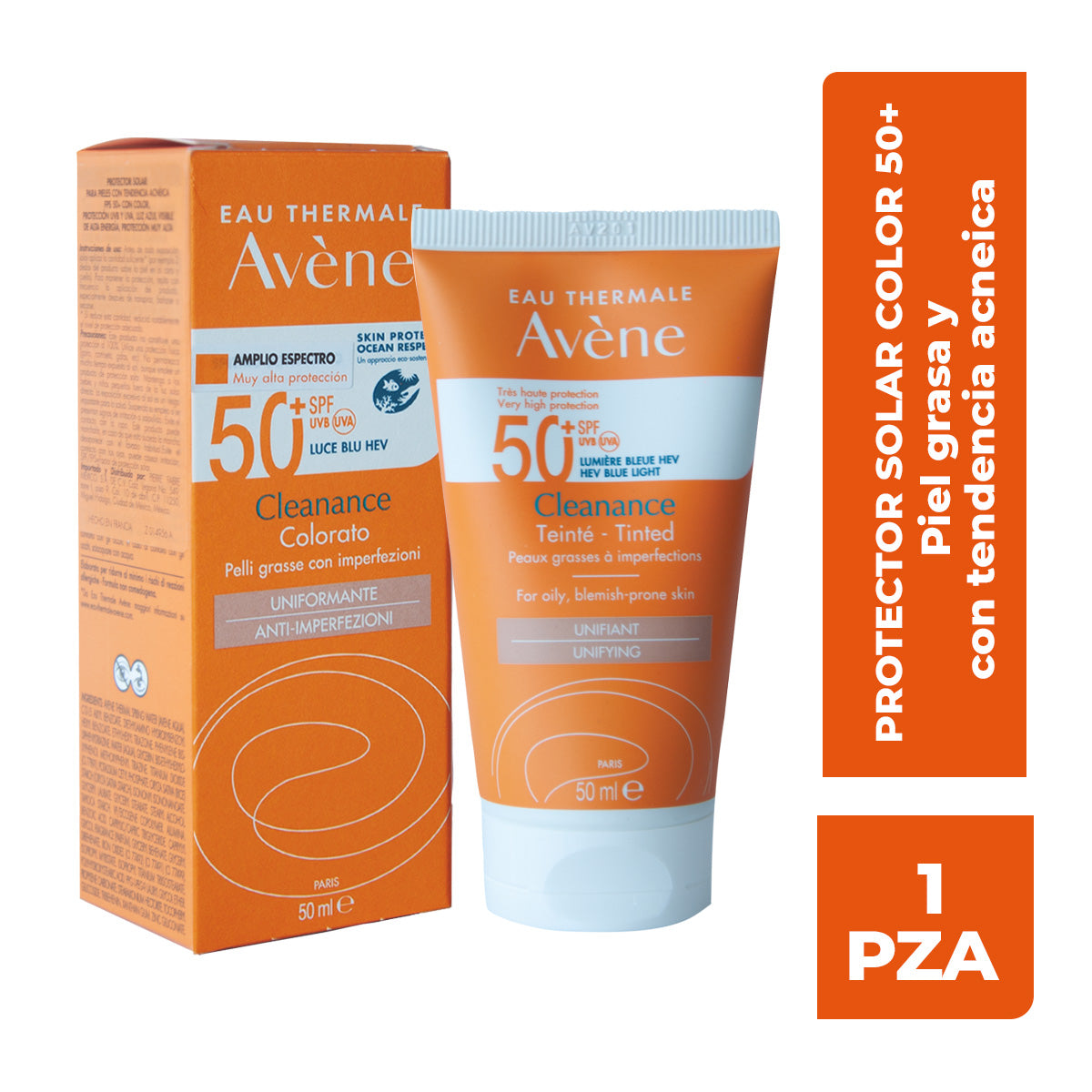 AVÉNE CLEANANCE SOLAR FPS 50+ CON COLOR 50 ML