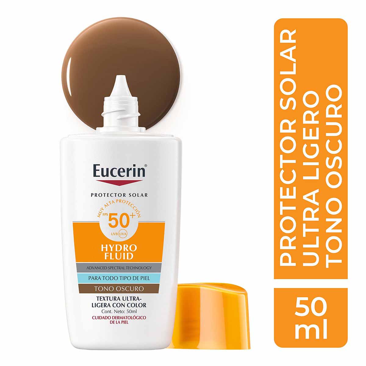 EUCERIN HYDRO FLUIDO PROTECTOR SOLAR FACIAL FPS50+ TONO OSCURO 50ML