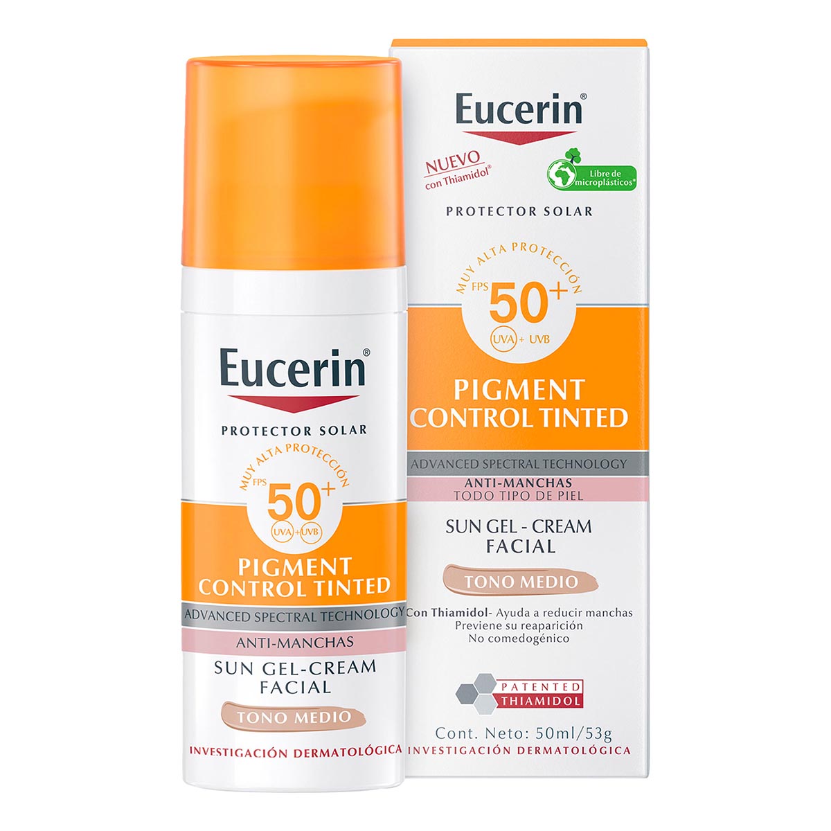 EUCERIN PIGMENT CONTROL PROTECTOR SOLAR FACIAL FPS 50+ TONO MEDIO 50ML
